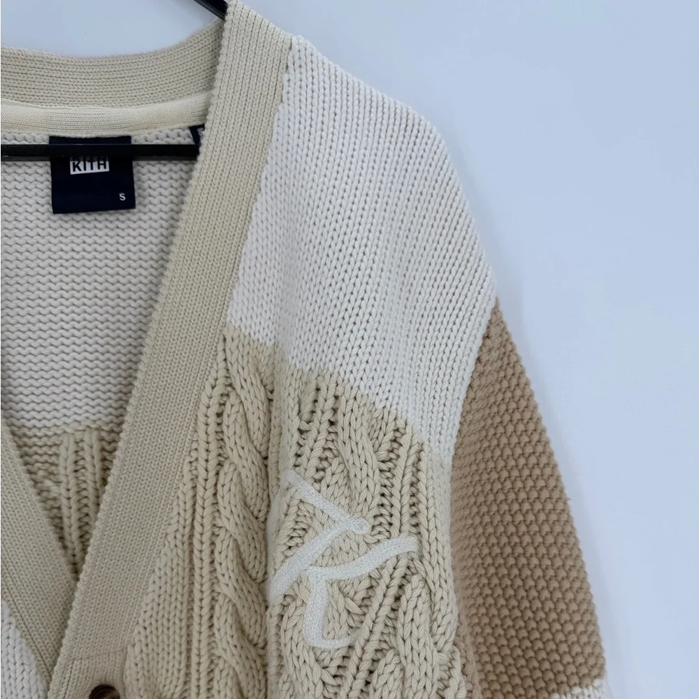 Kith Men’s Patchwork Durum Heavyweight Knit Old Money Cardigan In Neutral
